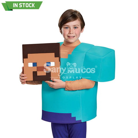 【In Stock】Game Minecraft Cosplay Steve Costume Kid Size Costumes