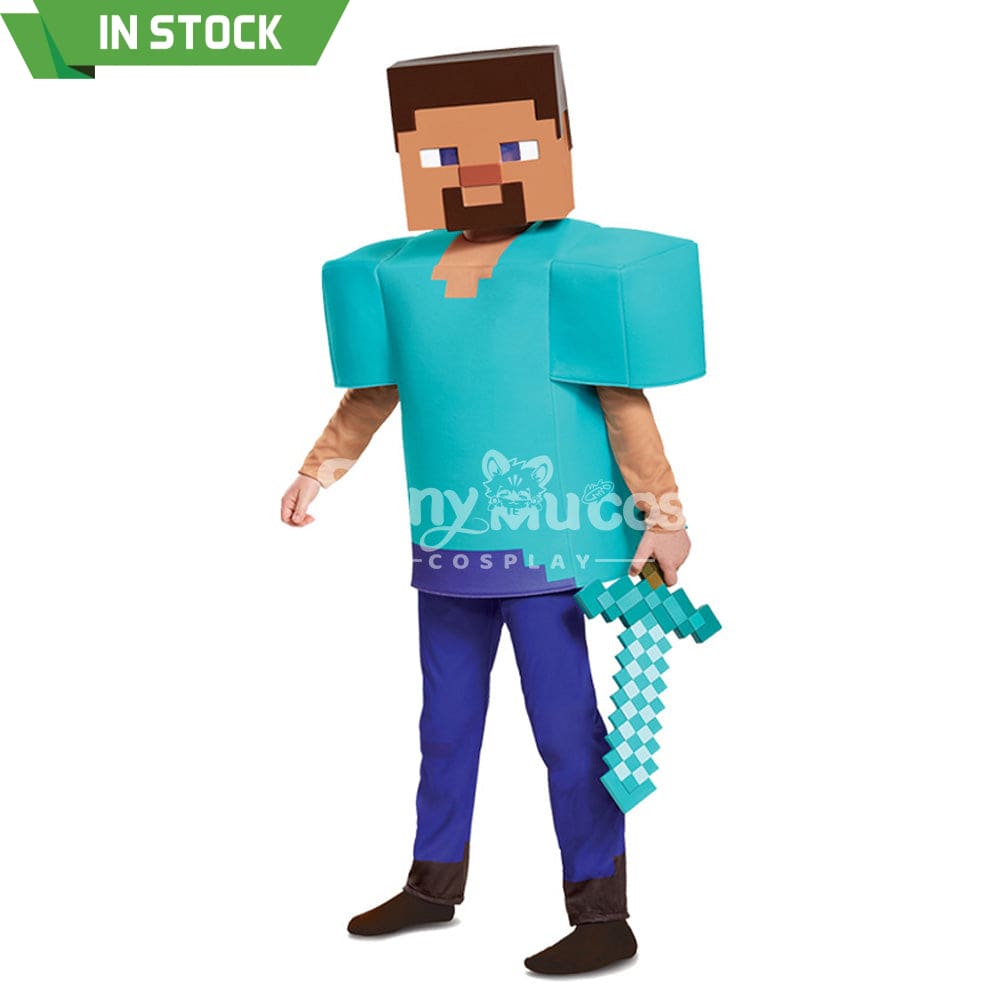 【In Stock】Game Minecraft Cosplay Steve Costume Kid Size Costumes