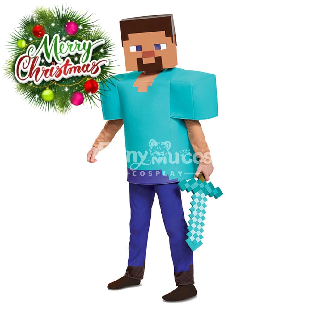 【In Stock】Game Minecraft Cosplay Steve Costume Kid Size Costumes