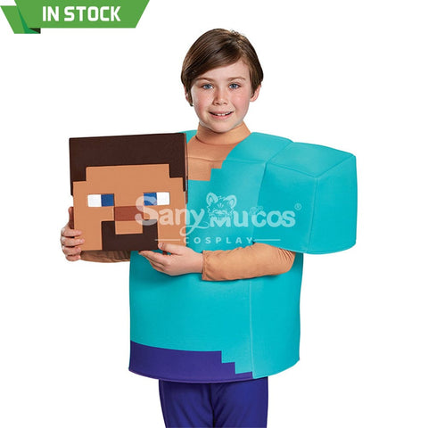 【In Stock】Game Minecraft Cosplay Steve Costume Kid Size Costumes