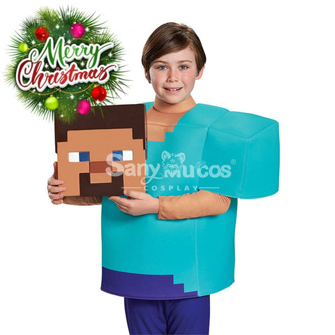 【In Stock】Game Minecraft Cosplay Steve Costume Kid Size Costumes