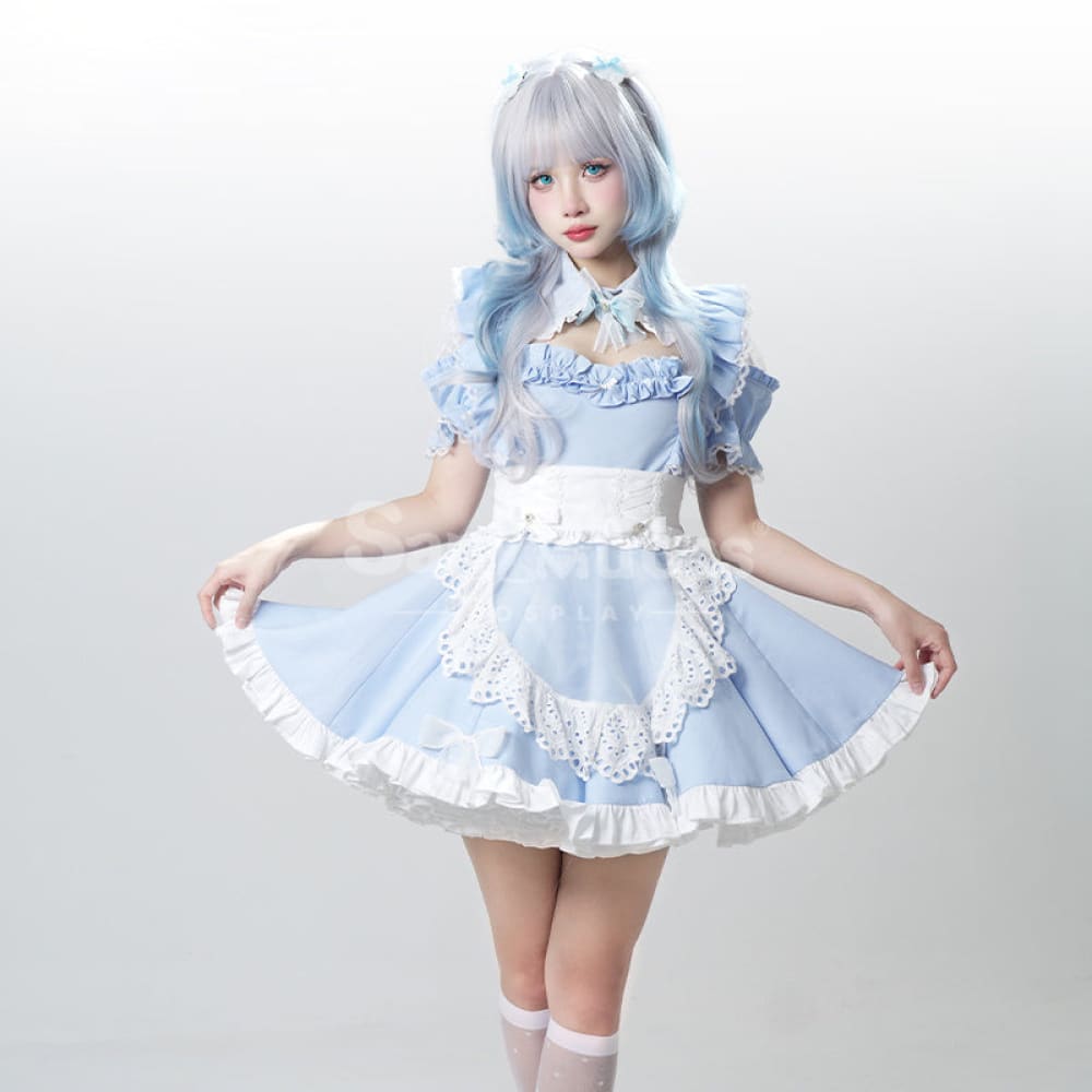 【In Stock】Game Shirogane Maid Club Cosplay Cute Maid Series Cosplay Costume Light Blue / S Cosplay Costumes
