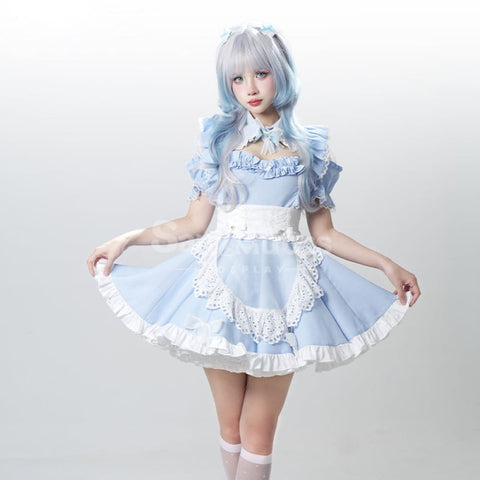 【In Stock】Game Shirogane Maid Club Cosplay Cute Maid Series Cosplay Costume Light Blue / S Cosplay Costumes