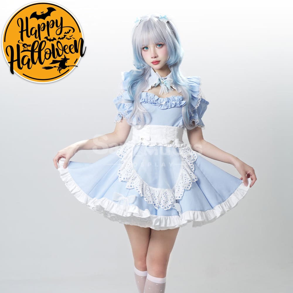 【In Stock】Game Shirogane Maid Club Cosplay Cute Maid Series Cosplay Costume Light Blue / S Cosplay Costumes