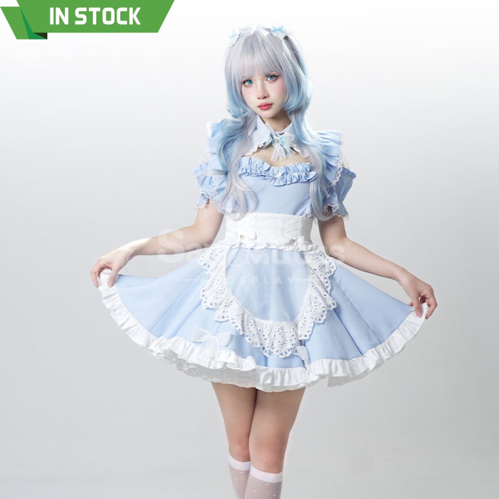 【In Stock】Game Shirogane Maid Club Cosplay Cute Maid Series Cosplay Costume Light Blue / S Cosplay Costumes