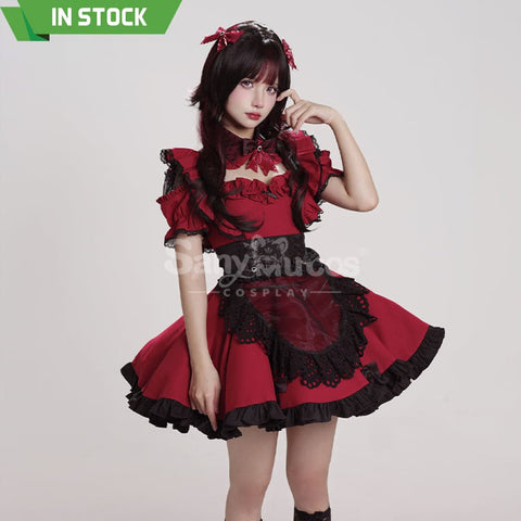 【In Stock】Game Shirogane Maid Club Cosplay Cute Maid Series Cosplay Costume Red / S Cosplay Costumes