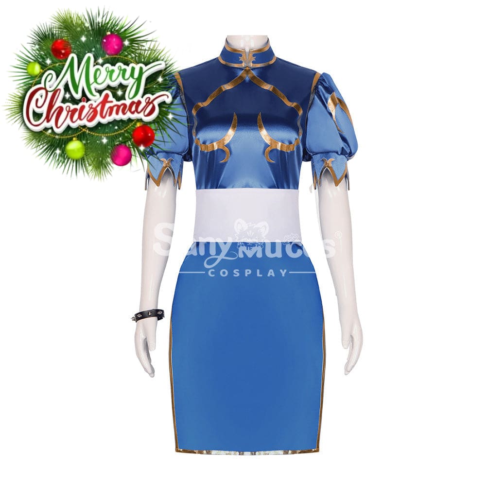 【In Stock】Game Street Fighter Cosplay Chun-Li Costume Plus Size Blue / S Costumes