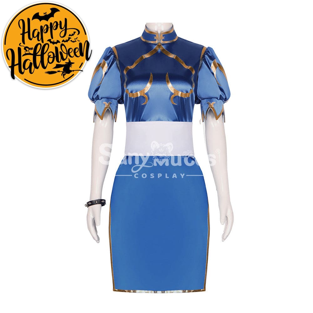 【In Stock】Game Street Fighter Cosplay Chun-Li Costume Plus Size Blue / S Costumes