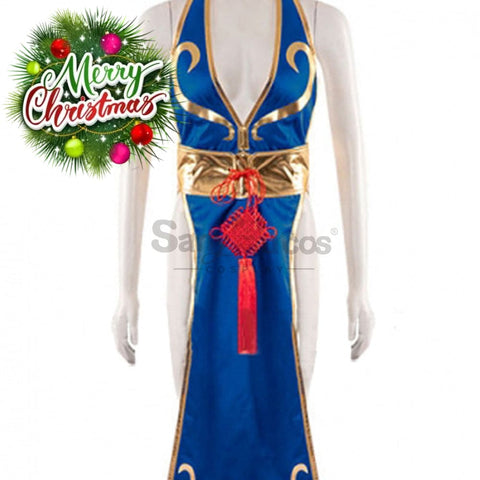 【In Stock】Game Street Fighter Cosplay Chun-Li Costume Sexy Cheongsam Plus Size Costumes