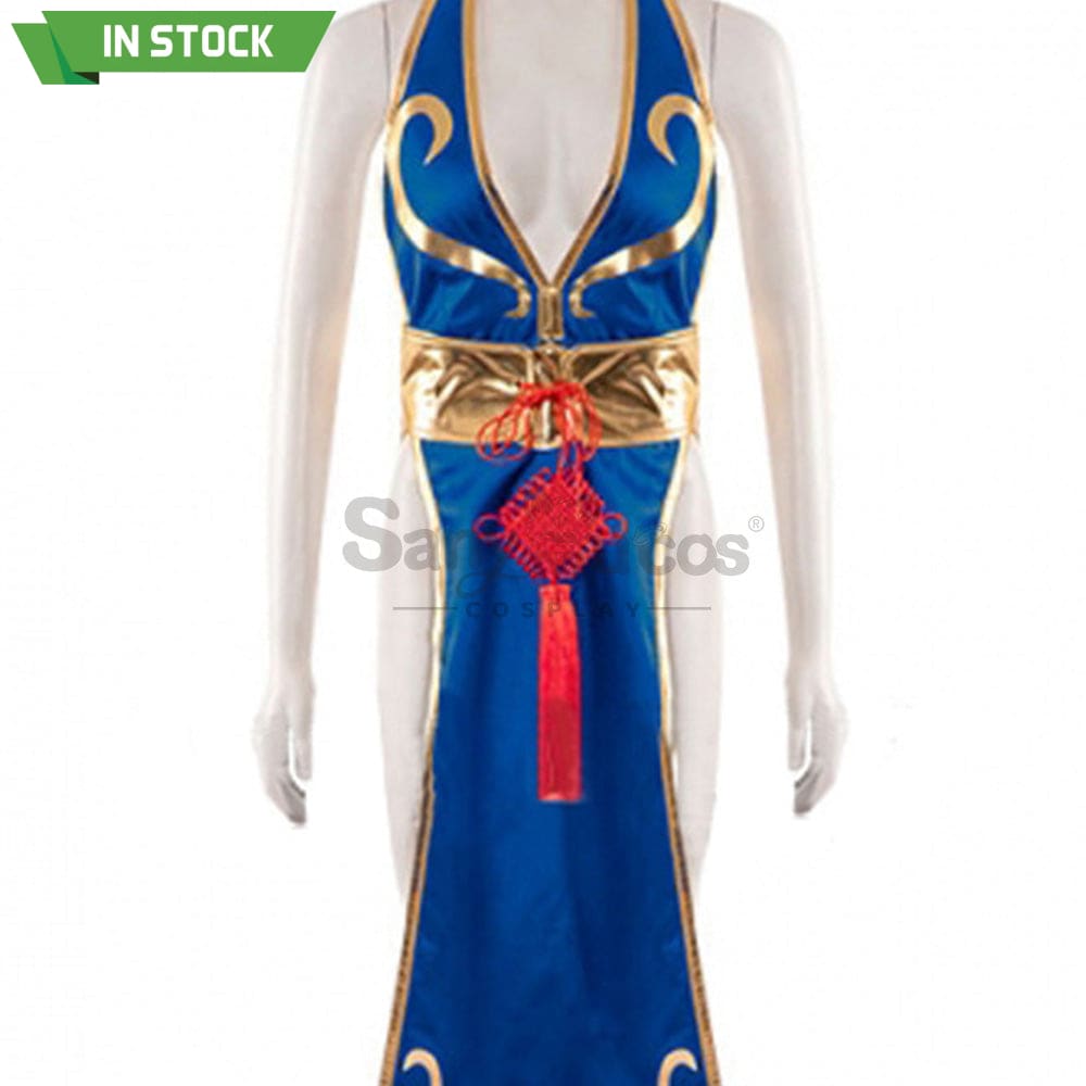 【In Stock】Game Street Fighter Cosplay Chun-Li Costume Sexy Cheongsam Plus Size Costumes