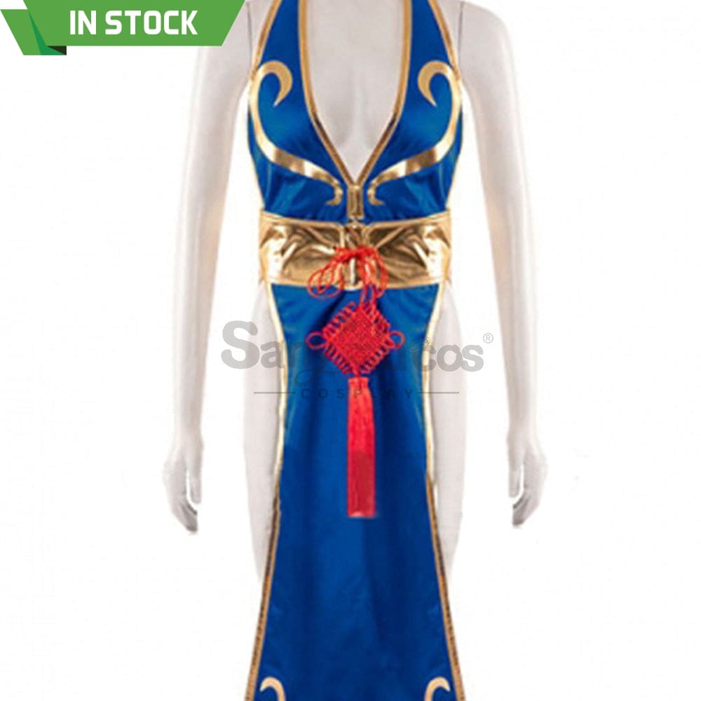 【In Stock】Game Street Fighter Cosplay Chun-Li Costume Sexy Cheongsam Plus Size Costumes