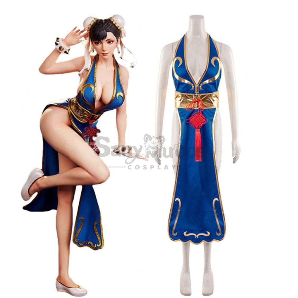 【In Stock】Game Street Fighter Cosplay Chun-Li Costume Sexy Cheongsam Plus Size Costumes