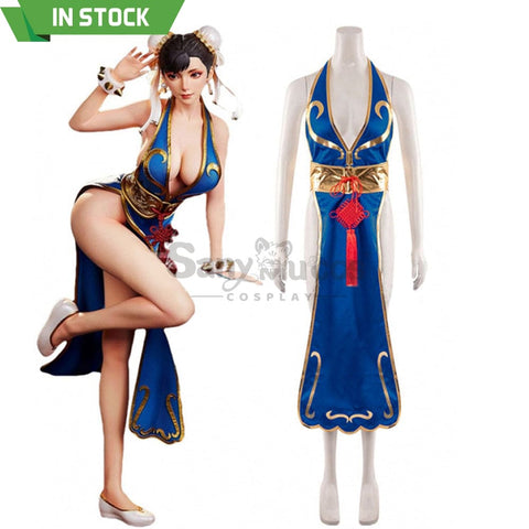 【In Stock】Game Street Fighter Cosplay Chun-Li Costume Sexy Cheongsam Plus Size Costumes