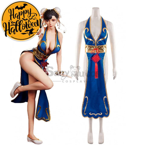 【In Stock】Game Street Fighter Cosplay Chun-Li Costume Sexy Cheongsam Plus Size Costumes