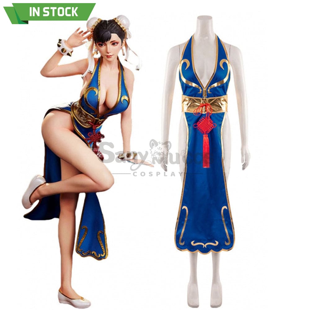 【In Stock】Game Street Fighter Cosplay Chun-Li Costume Sexy Cheongsam Plus Size Costumes