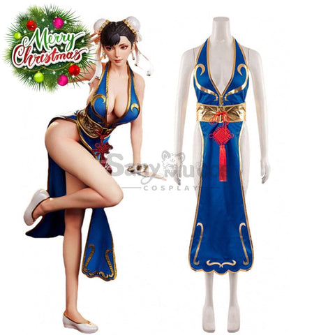 【In Stock】Game Street Fighter Cosplay Chun-Li Costume Sexy Cheongsam Plus Size Costumes