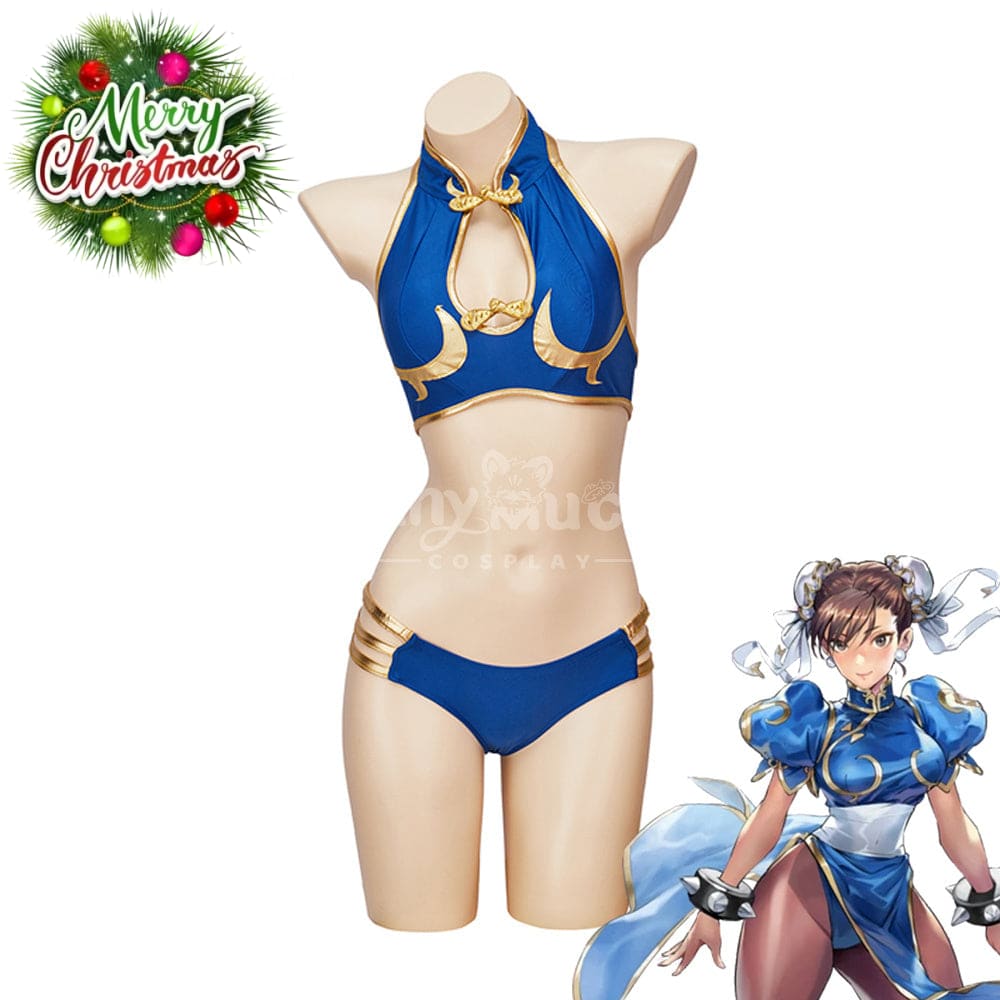 【In Stock】Game Street Fighter Cosplay Chun-Li Swimsuit Costume Plus Size Costumes