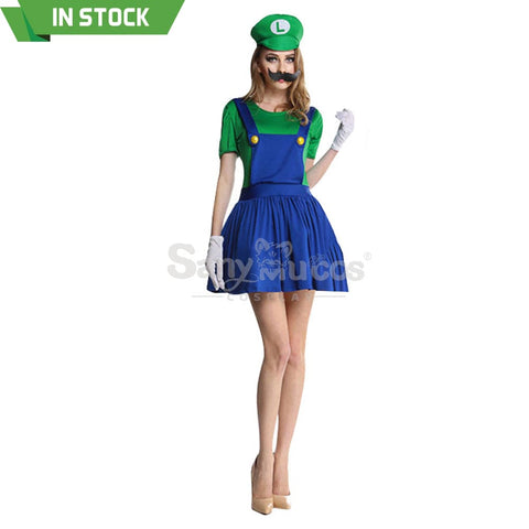 【In Stock】Game Super Mario Bros. Cosplay Mario/Luigi Costume Female Luigi / S Costumes