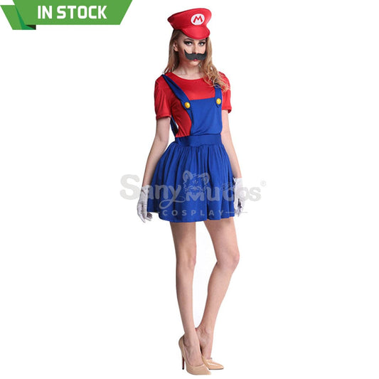 【In Stock】Game Super Mario Bros. Cosplay Mario/Luigi Costume Female / S Costumes 1000