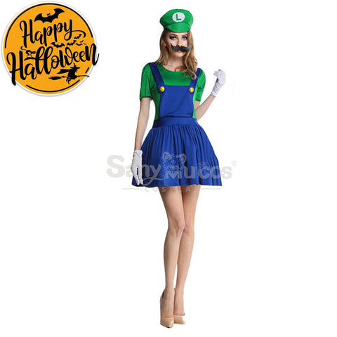 【In Stock】Game Super Mario Bros. Cosplay Mario/Luigi Costume Female Luigi / S Costumes