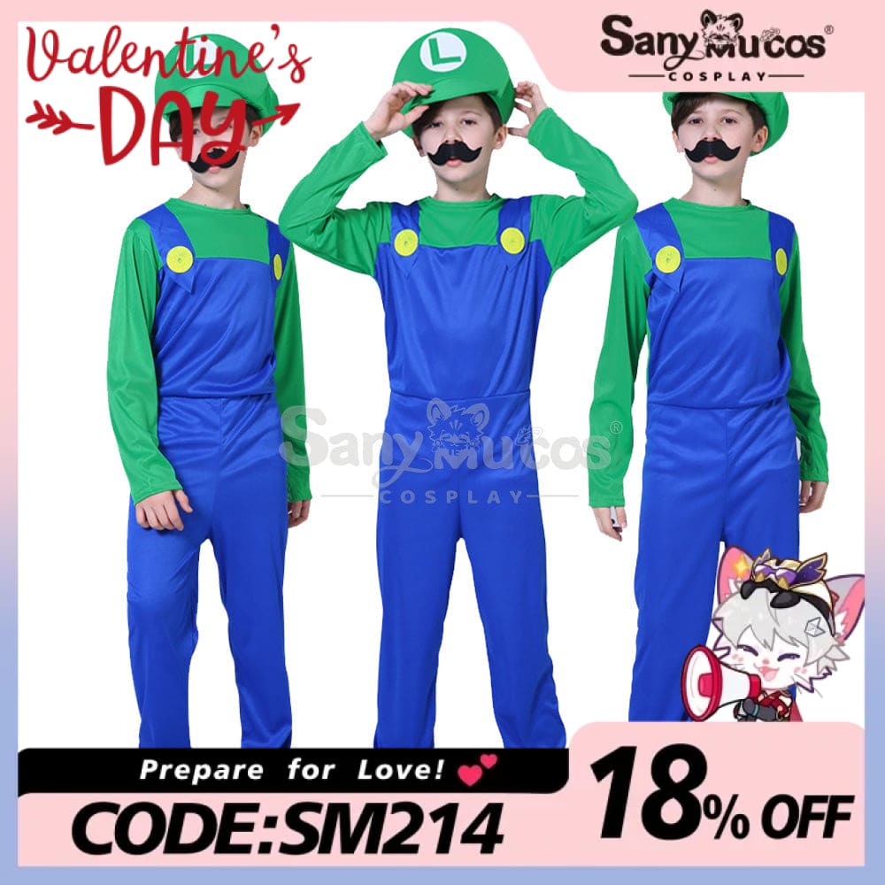 【In Stock】Game Super Mario Bros. Cosplay Mario/Luigi Costume Kid Boy Costumes