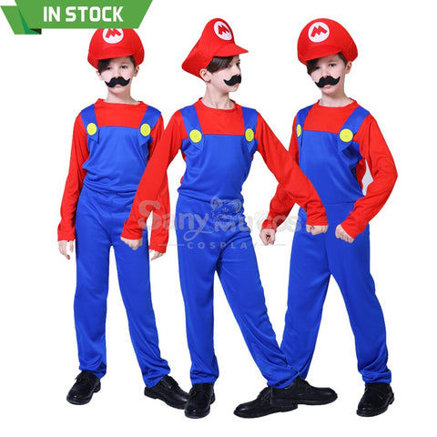 【In Stock】Game Super Mario Bros. Cosplay Mario/Luigi Costume Kid Boy Costumes