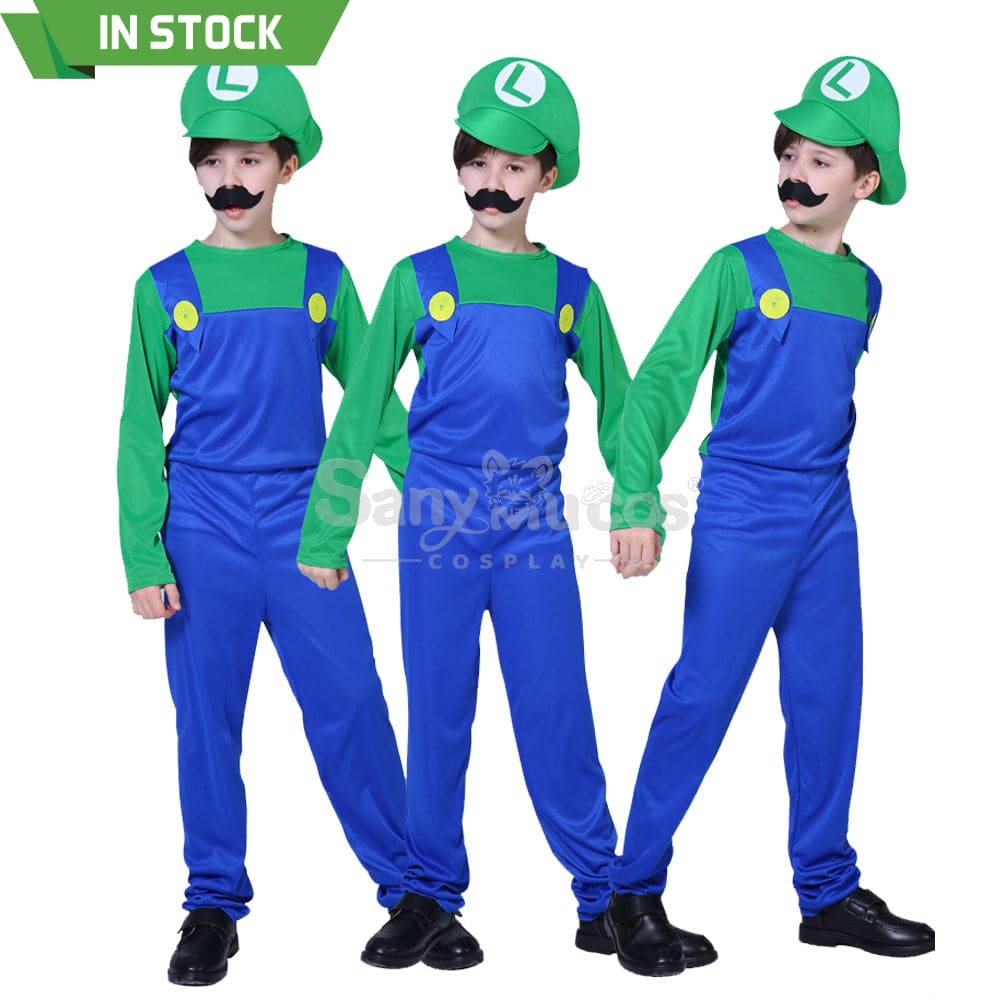 【In Stock】Game Super Mario Bros. Cosplay Mario/Luigi Costume Kid Boy Costumes