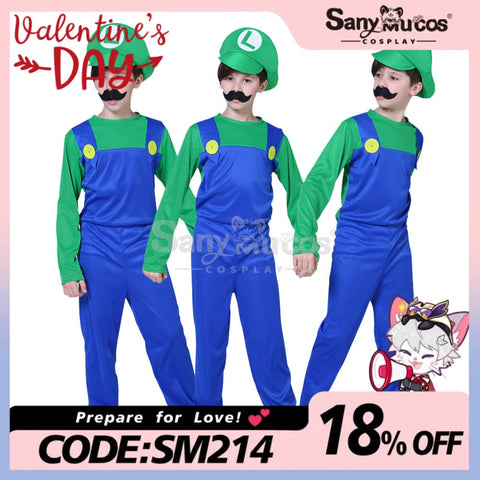 【In Stock】Game Super Mario Bros. Cosplay Mario/Luigi Costume Kid Boy Costumes