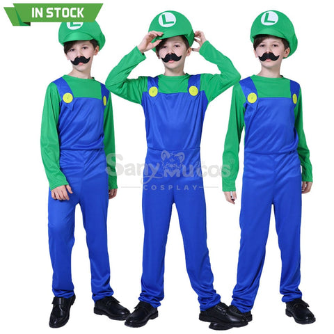 【In Stock】Game Super Mario Bros. Cosplay Mario/Luigi Costume Kid Boy Costumes