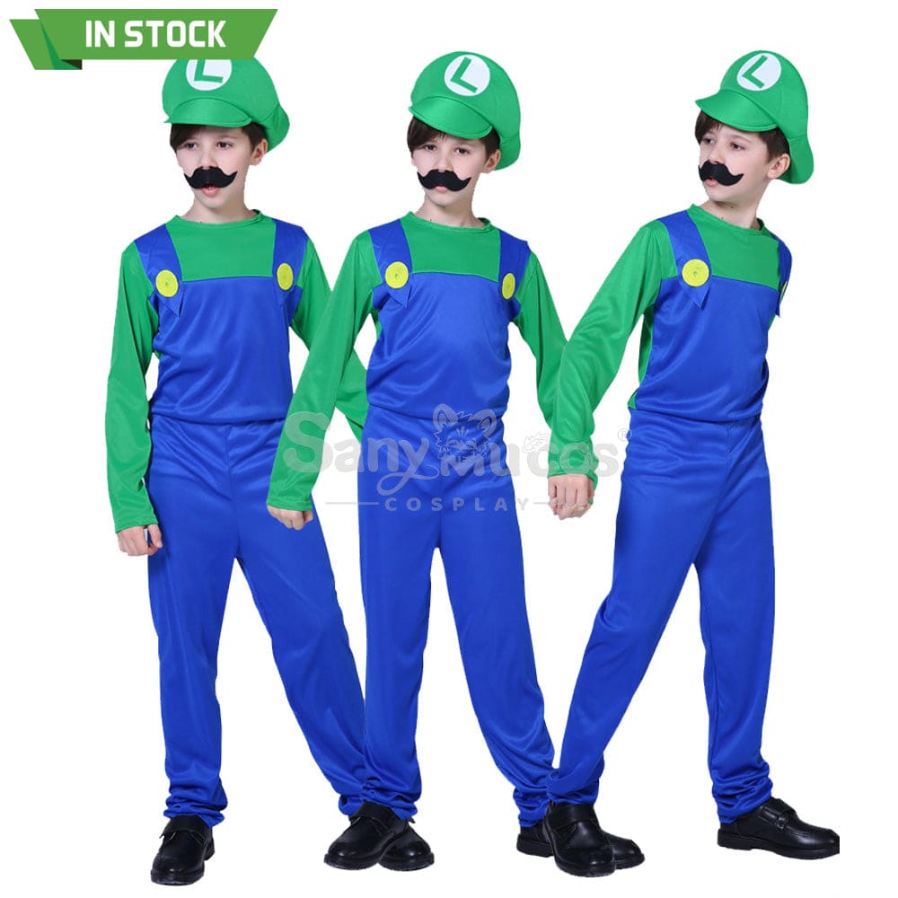 【In Stock】Game Super Mario Bros. Cosplay Mario/Luigi Costume Kid Boy Costumes