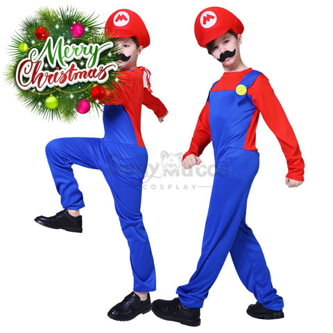 【In Stock】Game Super Mario Bros. Cosplay Mario/Luigi Costume Kid Boy Costumes