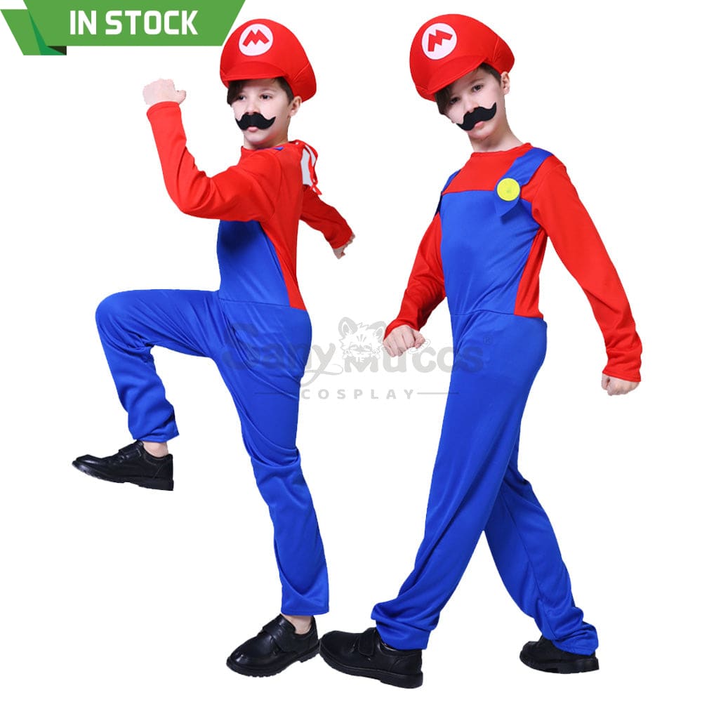 【In Stock】Game Super Mario Bros. Cosplay Mario/Luigi Costume Kid Boy Costumes