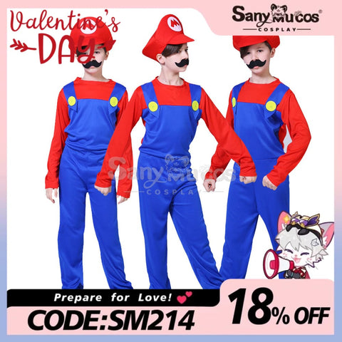 【In Stock】Game Super Mario Bros. Cosplay Mario/Luigi Costume Kid Boy Costumes