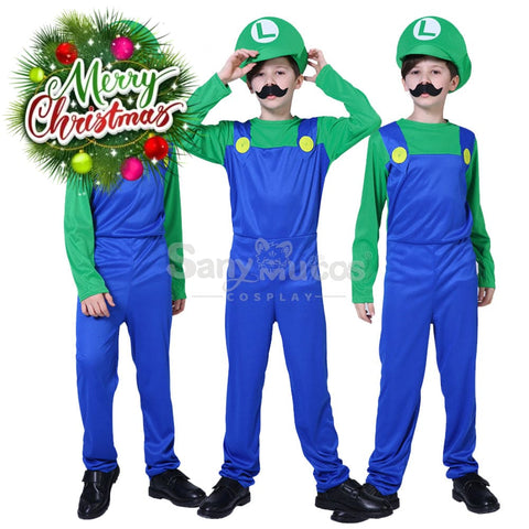 【In Stock】Game Super Mario Bros. Cosplay Mario/Luigi Costume Kid Boy Costumes