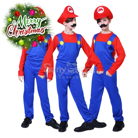 【In Stock】Game Super Mario Bros. Cosplay Mario/Luigi Costume Kid Boy Costumes