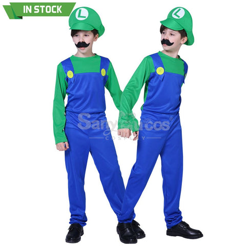 【In Stock】Game Super Mario Bros. Cosplay Mario/Luigi Costume Kid Boy Luigi / S Costumes