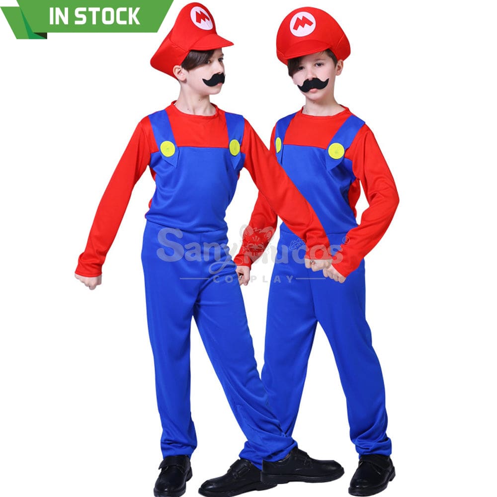 【In Stock】Game Super Mario Bros. Cosplay Mario/Luigi Costume Kid Boy / S Costumes