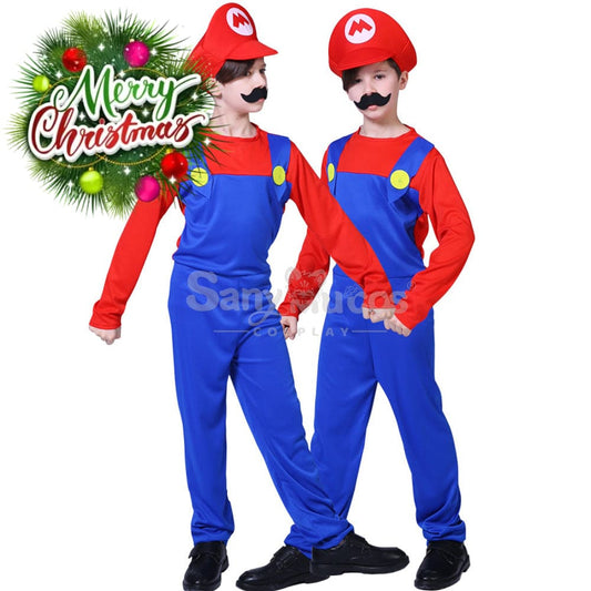 【In Stock】Game Super Mario Bros. Cosplay Mario/Luigi Costume Kid Boy / S Costumes 1000