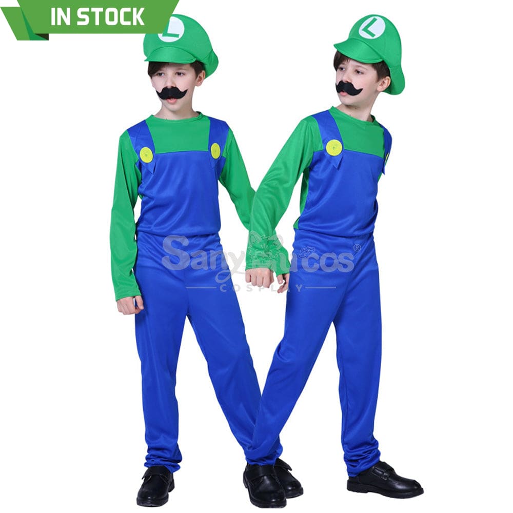 【In Stock】Game Super Mario Bros. Cosplay Mario/Luigi Costume Kid Boy Luigi / S Costumes