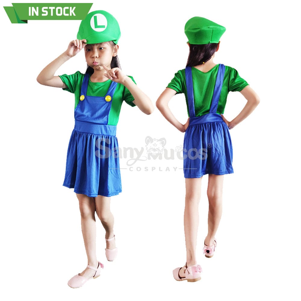 【In Stock】Game Super Mario Bros. Cosplay Mario/Luigi Costume Kid Girl Costumes