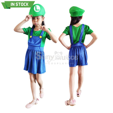 【In Stock】Game Super Mario Bros. Cosplay Mario/Luigi Costume Kid Girl Costumes