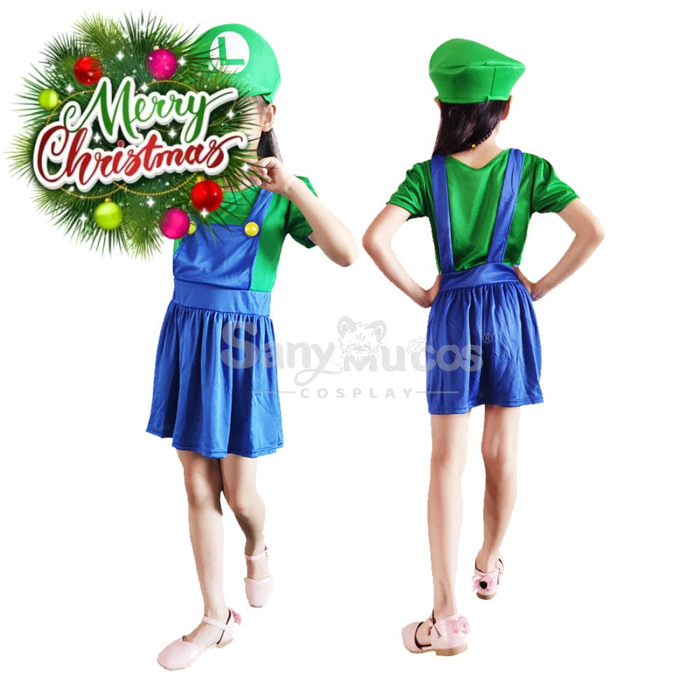 【In Stock】Game Super Mario Bros. Cosplay Mario/Luigi Costume Kid Girl Costumes