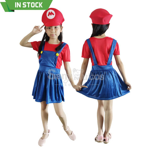 【In Stock】Game Super Mario Bros. Cosplay Mario/Luigi Costume Kid Girl Costumes