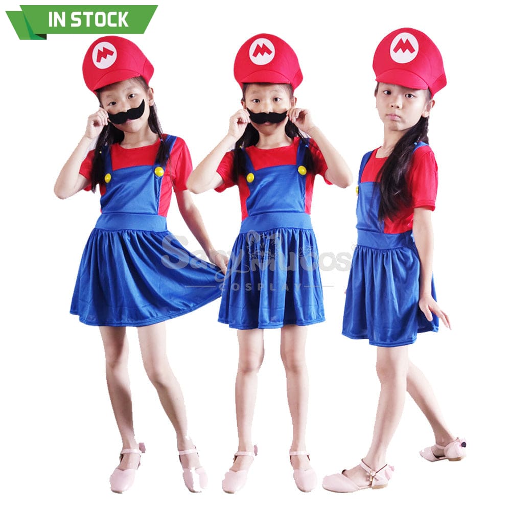 【In Stock】Game Super Mario Bros. Cosplay Mario/Luigi Costume Kid Girl Costumes