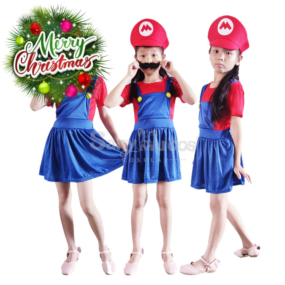 【In Stock】Game Super Mario Bros. Cosplay Mario/Luigi Costume Kid Girl Costumes