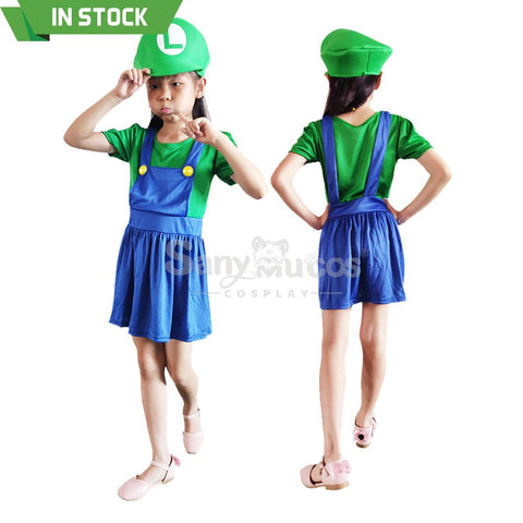 【In Stock】Game Super Mario Bros. Cosplay Mario/Luigi Costume Kid Girl Costumes