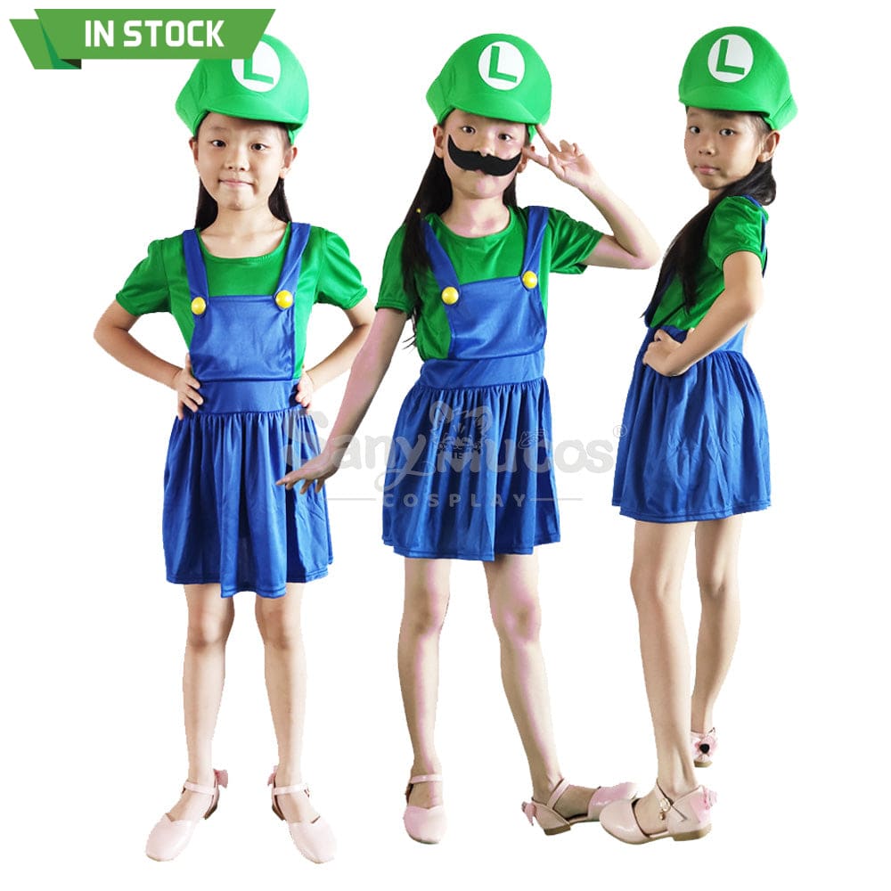 【In Stock】Game Super Mario Bros. Cosplay Mario/Luigi Costume Kid Girl Costumes