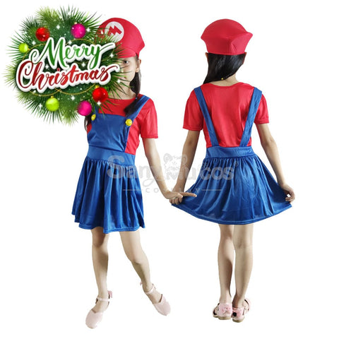 【In Stock】Game Super Mario Bros. Cosplay Mario/Luigi Costume Kid Girl Costumes