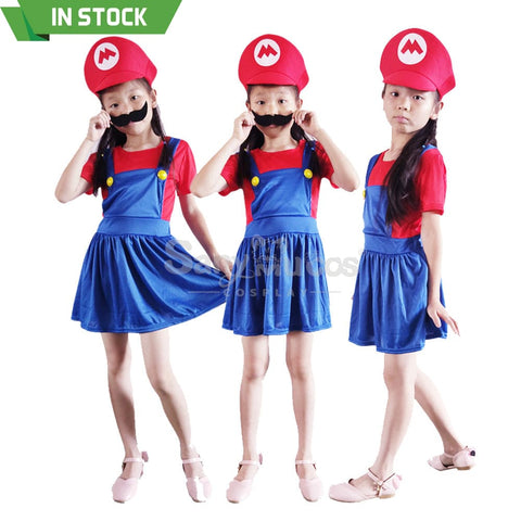 【In Stock】Game Super Mario Bros. Cosplay Mario/Luigi Costume Kid Girl Costumes