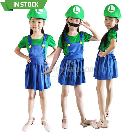 【In Stock】Game Super Mario Bros. Cosplay Mario/Luigi Costume Kid Girl Costumes